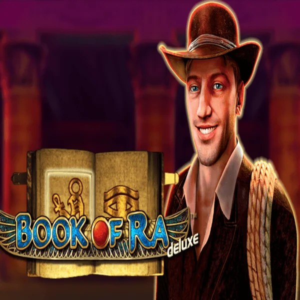 Book of Ra Deluxe slot logo by Novomatic at Flagman Casino
