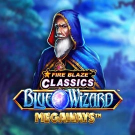 Fire Blaze Blue Wizard Megaways logo – Slots by Rarestone Gaming at Flagman Casino